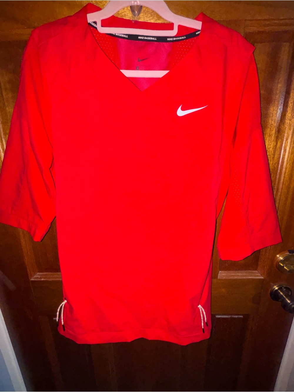 Nike Men's Small Red Dri-FIT Baseball V-Neck Top